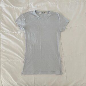 Michael Stars OS shiny tee shirt baby blue